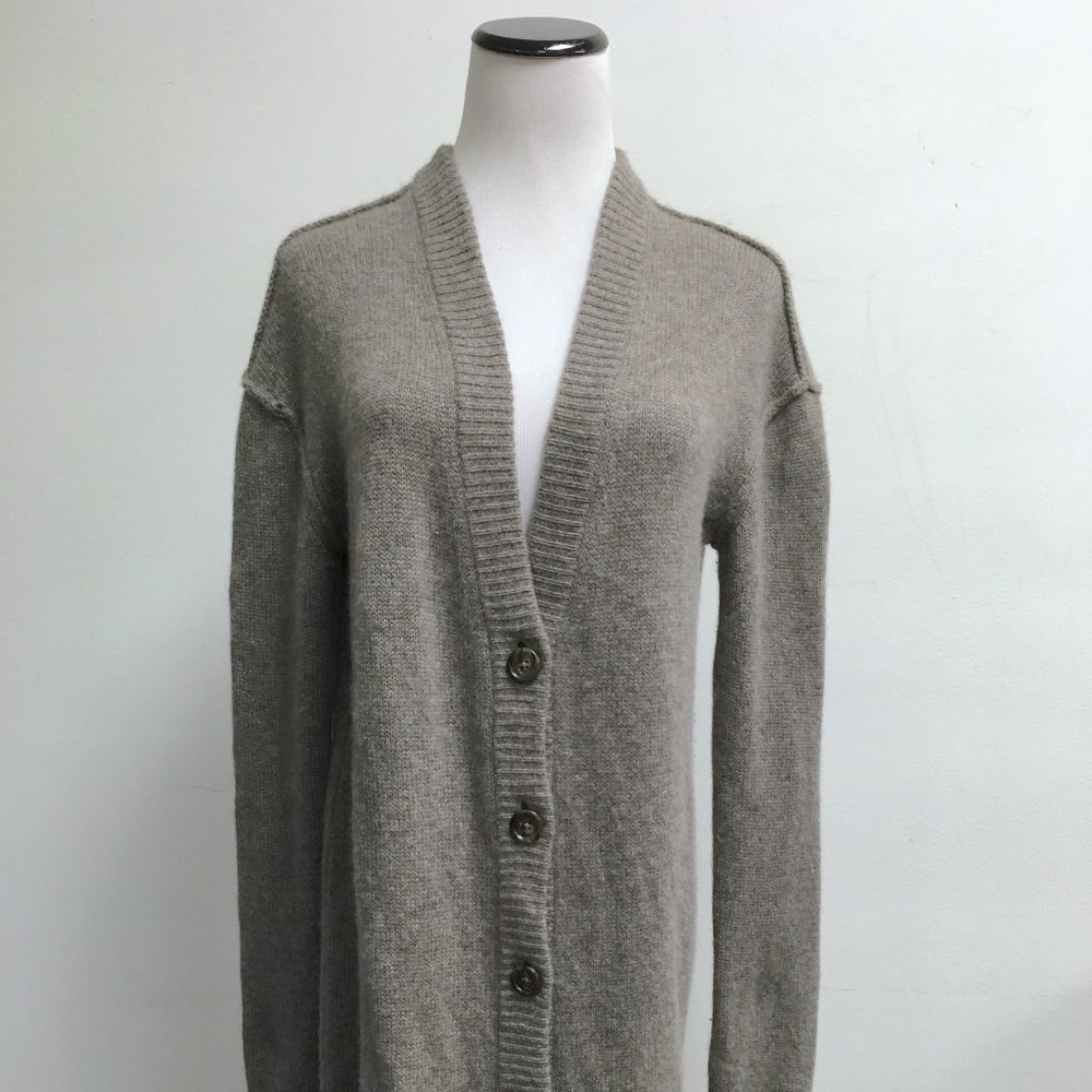 James Perse gray heavyweight cashmere cardigan sweater 3 L reverse edge duster